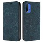 For Xiaomi Redmi 9T Ethnic Embossed Adsorption Leather Phone Case(Blue) - 1