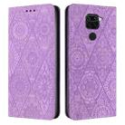 For Redmi Note 9 Ethnic Embossed Adsorption Leather Phone Case(Purple) - 1