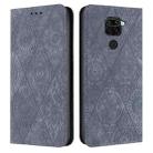 For Redmi Note 9 Ethnic Embossed Adsorption Leather Phone Case(Grey) - 1