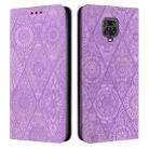 For Redmi Note 9 Pro Ethnic Embossed Adsorption Leather Phone Case(Purple) - 1