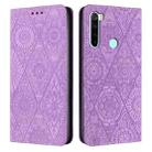 For Redmi Note 8 Ethnic Embossed Adsorption Leather Phone Case(Purple) - 1