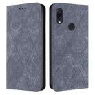 For Redmi Note 7 / 7 Pro Ethnic Embossed Adsorption Leather Phone Case(Grey) - 1