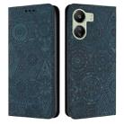 For Xiaomi Redmi 13C Ethnic Embossed Adsorption Leather Phone Case(Blue) - 1