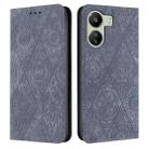 For Xiaomi Redmi 13C Ethnic Embossed Adsorption Leather Phone Case(Grey) - 1