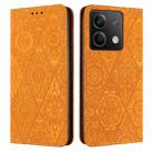 For Xiaomi Redmi Note 13 5G Ethnic Embossed Adsorption Leather Phone Case(Yellow) - 1