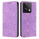 For Xiaomi Redmi Note 13 Ethnic Embossed Adsorption Leather Phone Case(Purple) - 1