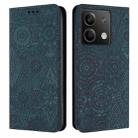 For Xiaomi Redmi Note 13 Ethnic Embossed Adsorption Leather Phone Case(Blue) - 1