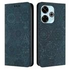 For Xiaomi Redmi 13 4G Ethnic Embossed Adsorption Leather Phone Case(Blue) - 1