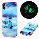 For iPhone X / XS Luminous TPU Soft Protective Case(Butterflies) - 1