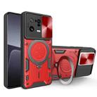 For Xiaomi 13 Pro CD Texture Sliding Camshield Magnetic Holder Phone Case(Red) - 1