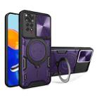 For Xiaomi Redmi Note 11 4G CD Texture Sliding Camshield Magnetic Holder Phone Case(Purple) - 1