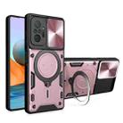 For Xiaomi Redmi Note 10 Pro 4G CD Texture Sliding Camshield Magnetic Holder Phone Case(Pink) - 1