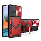 For Xiaomi Redmi Note 10 Pro 4G CD Texture Sliding Camshield Magnetic Holder Phone Case(Red) - 1