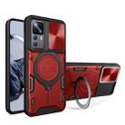 For Xiaomi 12T / 12T Pro CD Texture Sliding Camshield Magnetic Holder Phone Case(Red) - 1