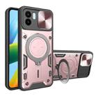 For Xiaomi Redmi A1 4G CD Texture Sliding Camshield Magnetic Holder Phone Case(Pink) - 1