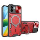 For Xiaomi Redmi A1 4G CD Texture Sliding Camshield Magnetic Holder Phone Case(Red) - 1