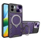 For Xiaomi Redmi A1 4G CD Texture Sliding Camshield Magnetic Holder Phone Case(Purple) - 1