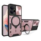For Xiaomi Redmi Note 12 4G CD Texture Sliding Camshield Magnetic Holder Phone Case(Pink) - 1