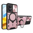 For Xiaomi Poco M5 5G CD Texture Sliding Camshield Magnetic Holder Phone Case(Pink) - 1