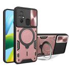For Xiaomi Redmi 12C CD Texture Sliding Camshield Magnetic Holder Phone Case(Pink) - 1