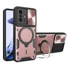 For Xiaomi 11T CD Texture Sliding Camshield Magnetic Holder Phone Case(Pink) - 1