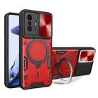 For Xiaomi 11T CD Texture Sliding Camshield Magnetic Holder Phone Case(Red) - 1