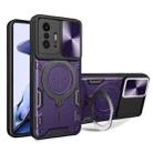 For Xiaomi 11T CD Texture Sliding Camshield Magnetic Holder Phone Case(Purple) - 1