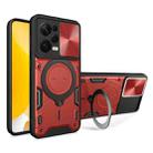For Xiaomi Redmi Note 12 Pro 5G CD Texture Sliding Camshield Magnetic Holder Phone Case(Red) - 1