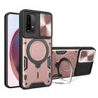 For Xiaomi Redmi Note 9 4G CD Texture Sliding Camshield Magnetic Holder Phone Case(Pink) - 1