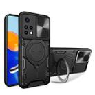For Xiaomi Redmi Note 11 Global CD Texture Sliding Camshield Magnetic Holder Phone Case(Black) - 1