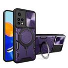 For Xiaomi Redmi Note 11 Global CD Texture Sliding Camshield Magnetic Holder Phone Case(Purple) - 1