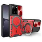 For Xiaomi 13T / Redmi K60 Ultra CD Texture Sliding Camshield Magnetic Holder Phone Case(Red) - 1