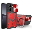 For Xiaomi Redmi 13C 4G CD Texture Sliding Camshield Magnetic Holder Phone Case(Red) - 1