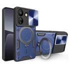 For Xiaomi Redmi 13C 4G CD Texture Sliding Camshield Magnetic Holder Phone Case(Blue) - 1