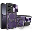 For Xiaomi Redmi 13C 4G CD Texture Sliding Camshield Magnetic Holder Phone Case(Purple) - 1