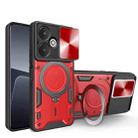 For Xiaomi Redmi 13C 5G Global CD Texture Sliding Camshield Magnetic Holder Phone Case(Red) - 1