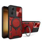 For Xiaomi Redmi Note 12S 4G CD Texture Sliding Camshield Magnetic Holder Phone Case(Red) - 1