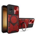 For Xiaomi Redmi K40S / Poco F4 CD Texture Sliding Camshield Magnetic Holder Phone Case(Red) - 1