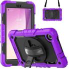 For Lenovo Tab M8 4th Gen Silicone Hybrid PC Tablet Case with Shoulder Strap(Purple) - 1