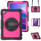 For Lenovo Tab 10.1 / ZhaoYang K10c Silicone Hybrid PC Tablet Case with Shoulder Strap(Rose Red PC) - 1