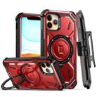 For iPhone 14 Pro Max Armor Series Holder Phone Case with Back Clip(Red) - 1