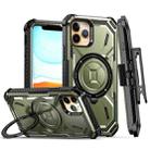 For iPhone 14 Pro Max Armor Series Holder Phone Case with Back Clip(Army Green) - 1