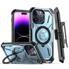 For iPhone 14 Pro Max Armor Series Holder Phone Case with Back Clip(Blue) - 1