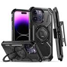 For iPhone 14 Pro Armor Series Holder Phone Case with Back Clip(Black) - 1