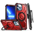 For iPhone 13 Pro Max Armor Series Holder Phone Case with Back Clip(Red) - 1