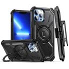 For iPhone 13 Pro Max Armor Series Holder Phone Case with Back Clip(Black) - 1