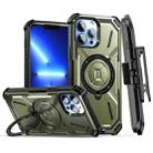 For iPhone 13 Pro Armor Series Holder Phone Case with Back Clip(Army Green) - 1