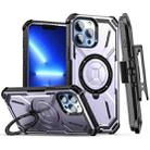 For iPhone 13 Pro Armor Series Holder Phone Case with Back Clip(Purple) - 1