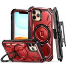 For iPhone 13 Armor Series Holder Phone Case with Back Clip(Red) - 1