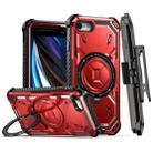 For iPhone SE 2022 / SE 2020 / 8 / 7 Armor Series Holder Phone Case with Back Clip(Red) - 1
